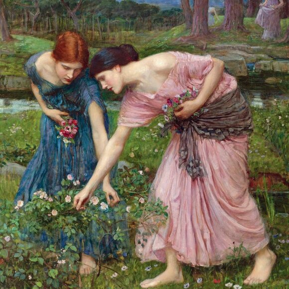 'Gather Ye Rosebuds' Art Print: 8"by10" Reproduction. Renaissance Style Country - Picture 1 of 2